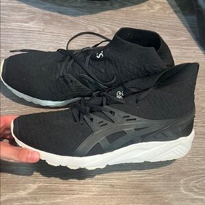 Asics Black and White Athletic Shoes with Knit Upper